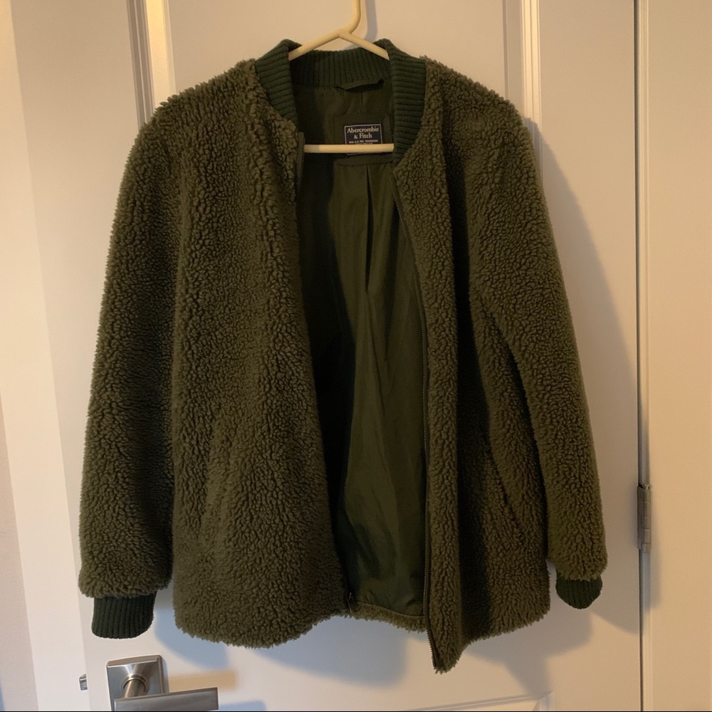 Abercrombie & Fitch Sherpa Bomber Jacket Green